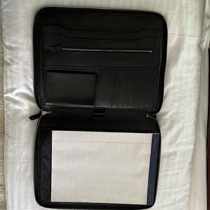 COACH black leather zippered legal note pad holder!